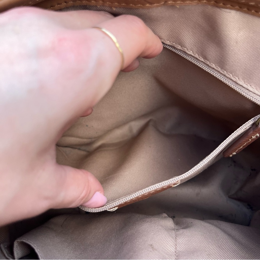 The Sak MSRP $159 Ivy Crochet Leather Bucket Bag in Tobacco Vachetta Purse - Picture 14 of 16